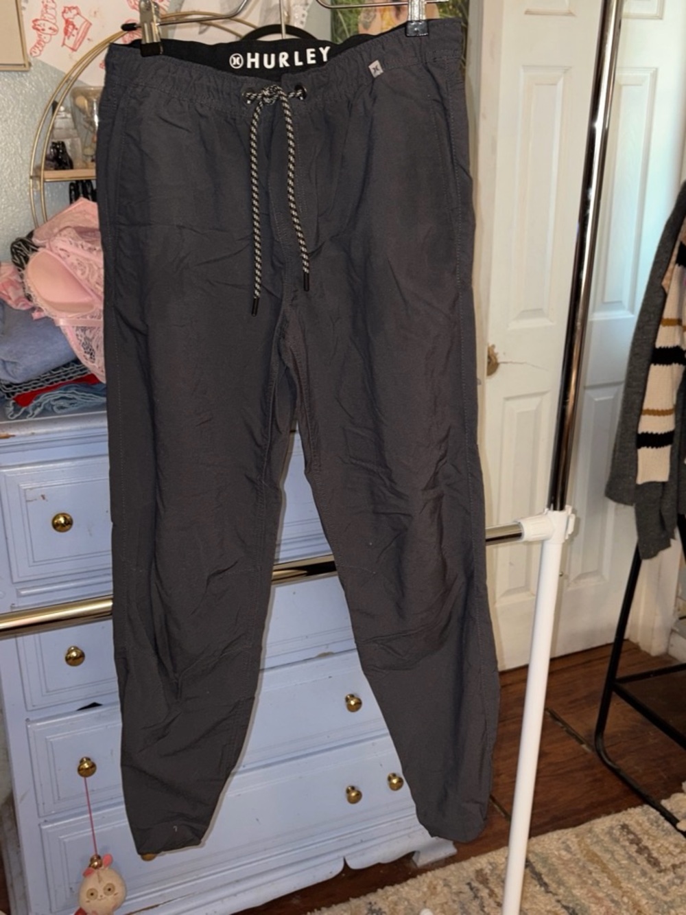 Hurley Men's Charcoal Gray Drawstring Joggers
